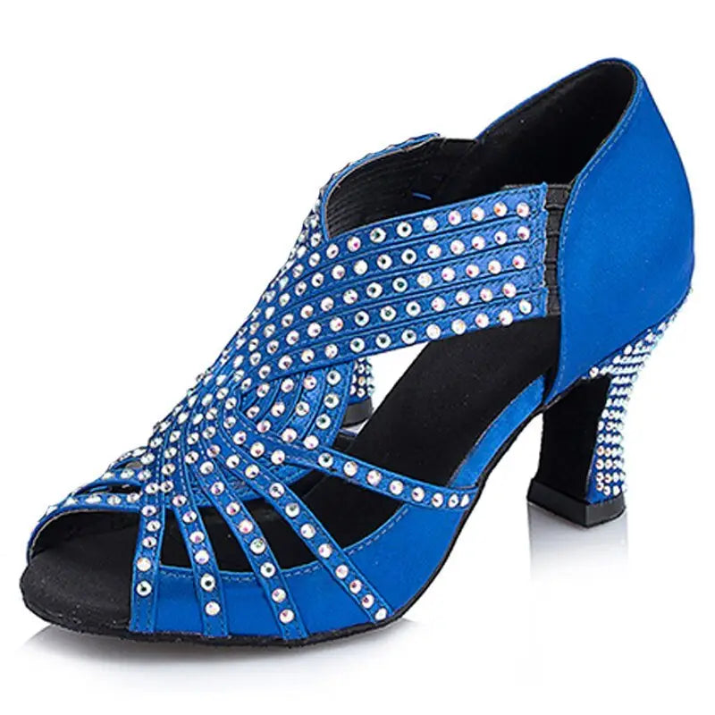 Chaussures Danse Latine Femme étoile Semelle Caoutchouc Talon Moyen 5 Cm - Taille 36 à 42 Neuf Sans Boîte