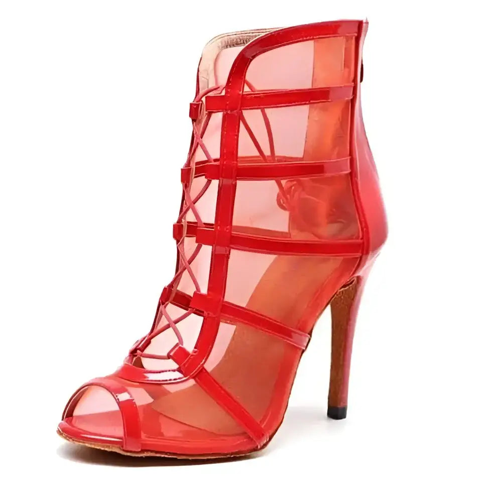 Bottines De Danse Latine Femme AOQUNFS - Talon 7.5cm - Salsa Bachata Tango - Lacets Ajustables