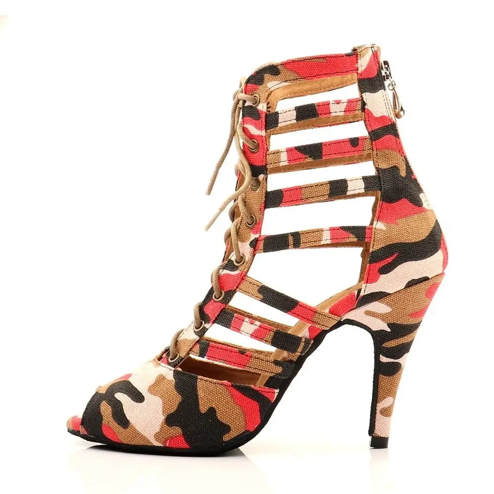 Bottines de danse latine rouges - Militaire | Lady's Dance Shoes