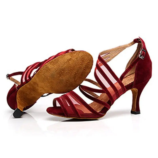 Chaussure de Dance Latine à Talon - Velours | Lady's Dance Shoes