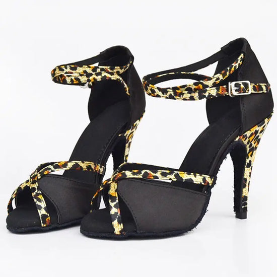 Chaussure de Danse Latine - Noir et Léopard | Lady's Dance Shoes