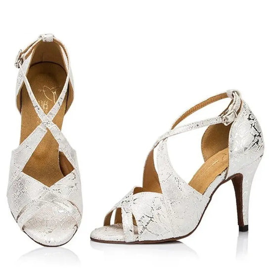 Chaussure de Danse Satin Blanc à Boucle | Lady's Dance Shoes