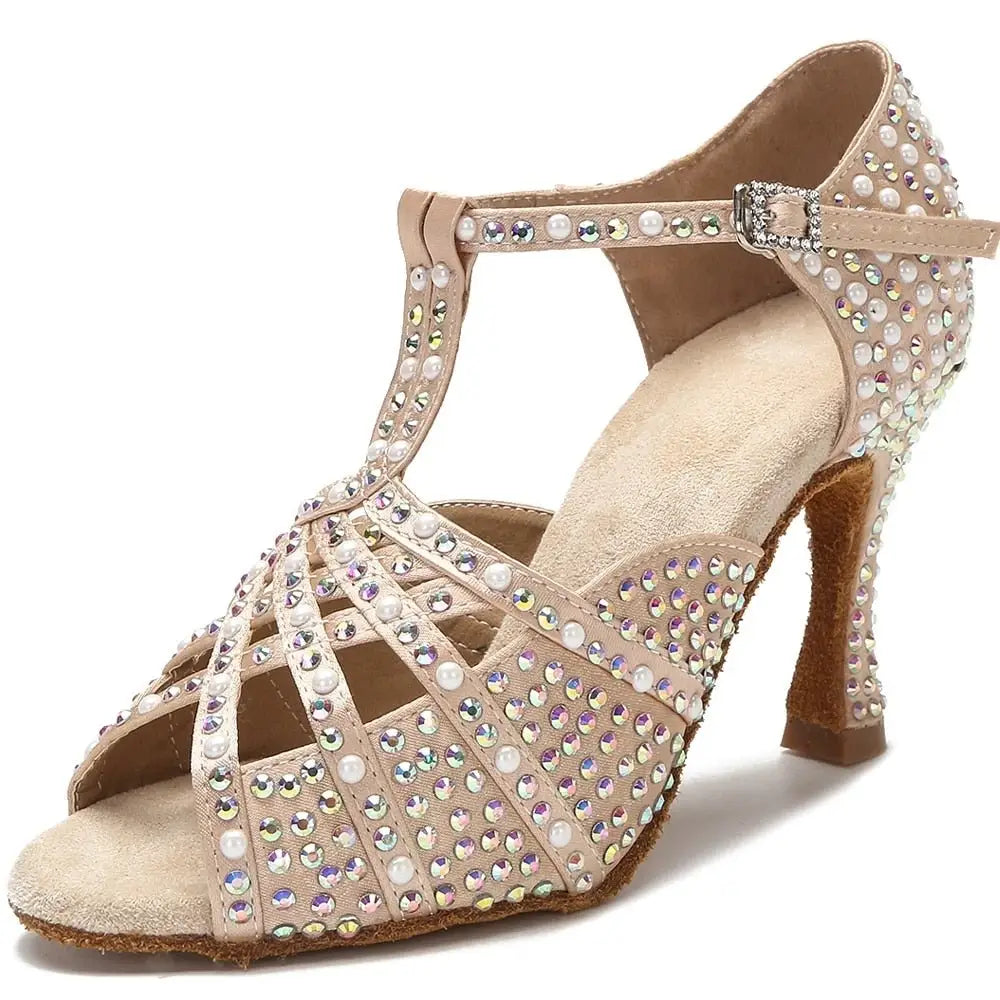 Chaussures de danse latine avec strass et sangle croisée pour femme - Talon personnalisé - Pour salle de bal - Tango Salsa - Bout ouvert - Sangle de cheville, doré, 33.5 EU Chaussures de danse latine avec strass et sangle croisée pour femme - Talon personnalisé - Pour salle de bal - Tango Salsa - Bout ouvert - Sangle de cheville, doré, 33.5 EU