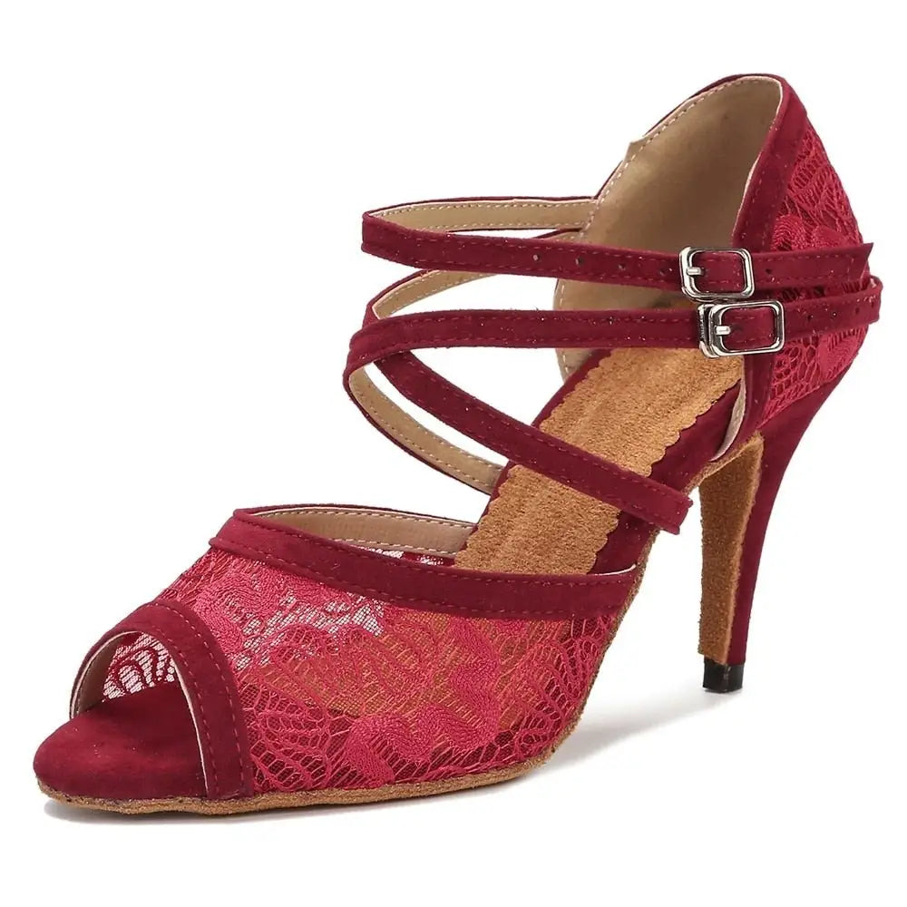 Chaussures de danse latine en dentelle - Rosa | Lady's Dance Shoes