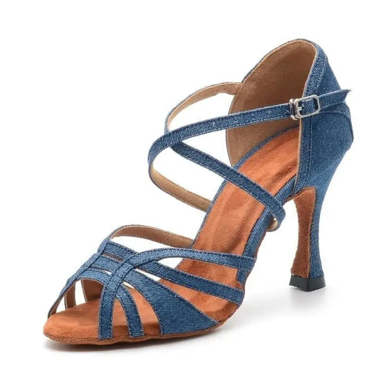 Chaussures de danse latine en jean bleu marine - Denim | Lady's Dance Shoes