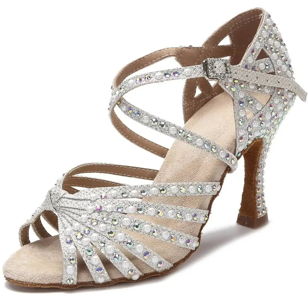 Chaussures De Danse Latine Et Salon Pour Femme - Talon Haut, Satin, Semelle En Daim Antidérapante - 10