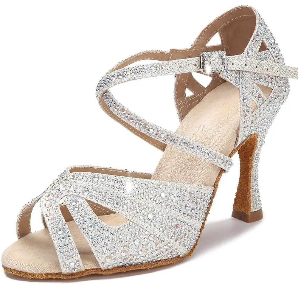 Acheter Chaussures de danse latine professionnelles chaussures de danse  Salsa en satin chaussures de danse Tango pour salle de bal pour femmes