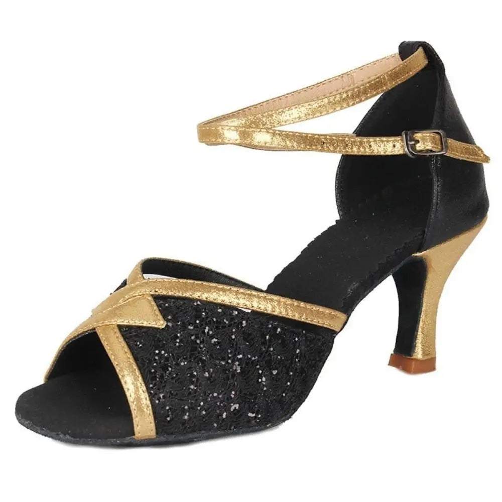 Chaussures de danse latine - Noir pailleté | Lady's Dance Shoes