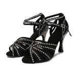 Sandales de danse latine à strass - Noir | Lady's Dance Shoes